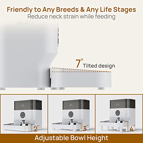 Ipettie Automatic Cat Feeder For Two Cats, 2.4G Wifi App Control, 5L/21 Cup Capacity, 1-10 Meals Per Day, Adjustable Bowl Height, Cat Feeder Automatic W/ 2 Stainless Steel Bowls, Voice Recording #TOP4