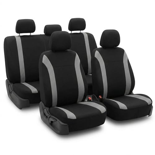 FH Group Automotive Car Seat Covers Cosmopolitan Flat Cloth Full Set Gray Seat Covers, (Airbag Compatible & Split Bench) with Gift Universal Fit Interior Accessories for Cars Trucks and SUVs FH Group Automotive Car Seat Covers Cosmopolitan Flat Cloth Full Set Gray Seat Covers, (Airbag Compatible & Split Bench) with Gift Universal Fit Interior Accessories for Cars Trucks and SUVs
