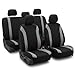 FH Group FB054115 Cosmopolitan Flat Cloth Full Set Car Seat Covers, (Airbag Compatible & Split Bench) w Gift, Gray/Black Color -Fit Most Car, Truck, SUV, or Van