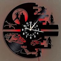 Decorative Vinyl Wall Clock with 12 Inches，Star Science Fiction Film Themed Clocks, Vinyl Records Wall Clock, LED Light Wall Decor, Unique Birthday Gifts for Men,Kids