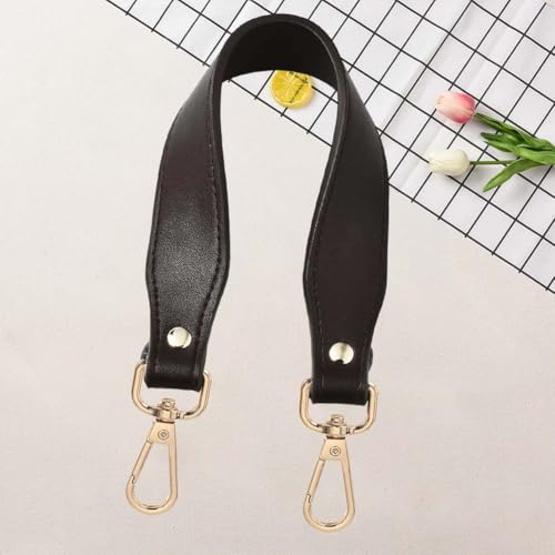 CALFOVERA 14.4 Inch Short PU Leather Handbag Handles Purse Handle Replacement with Alloy Clasps Dark Brown 1.2 Inch Wide Flat Shoulder Straps for Women Underarm Tote Bags Purse Wallet DIY Making - Thumbnail 4