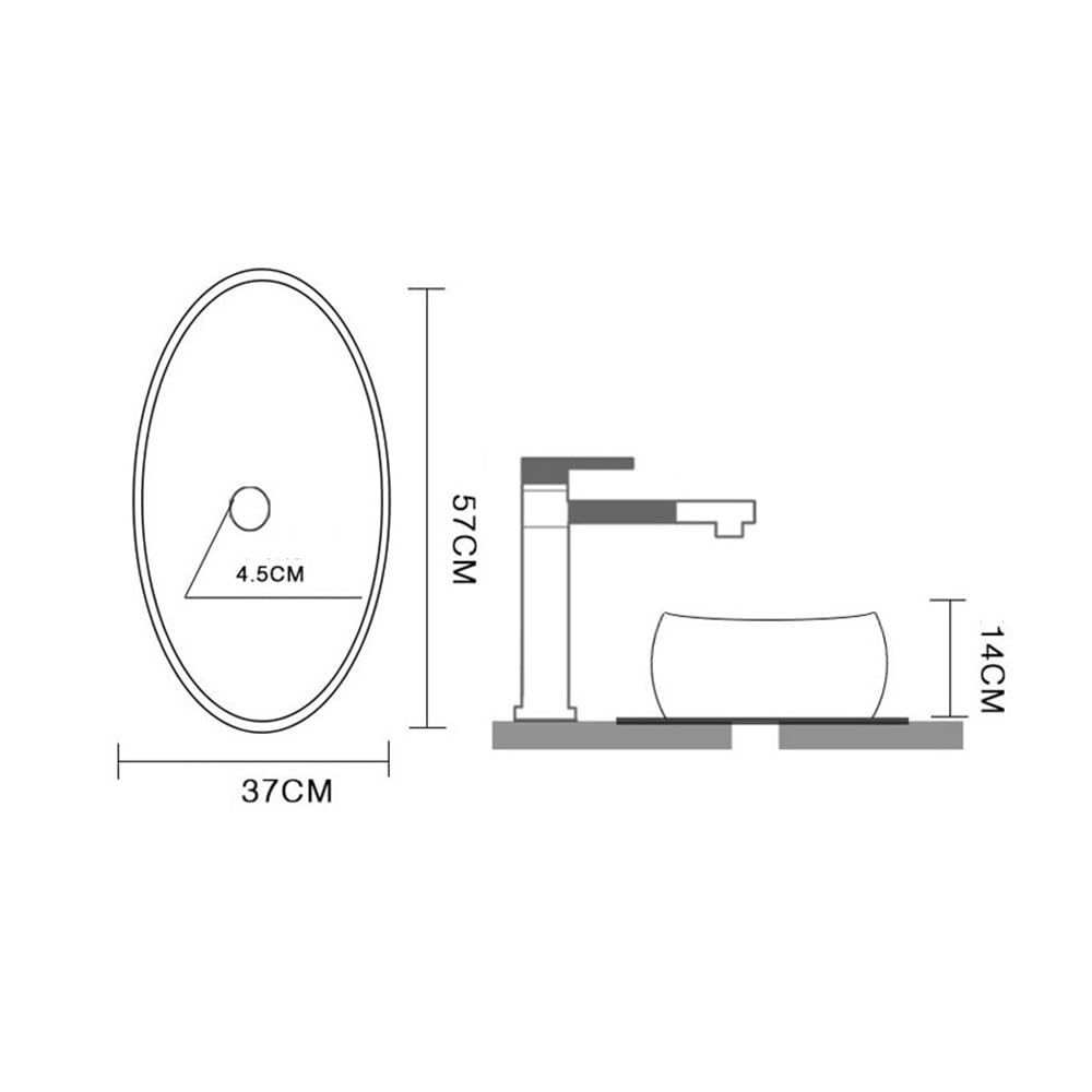 Lavabo da appoggio Oval Bathroom Sink Above Counter Porcelain Ceramic