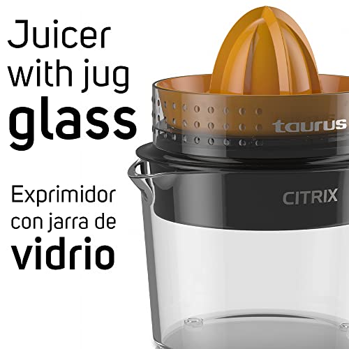 Taurus| Citrix | Juicer| Glass Jar| 32 Oz |Perfect Size| Easy To Clean |Compact Design| Measuring Jar| Diswasher Safe Parts|30 Watts Of Power| 2 Multisize Reamers #TOP2