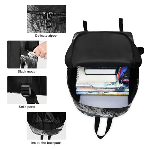 Backpack Lunch Box Set Large Capacity Travel Backpacks and Insulated Lunch Bag for Commute Hiking Picnic Night Bear Print3