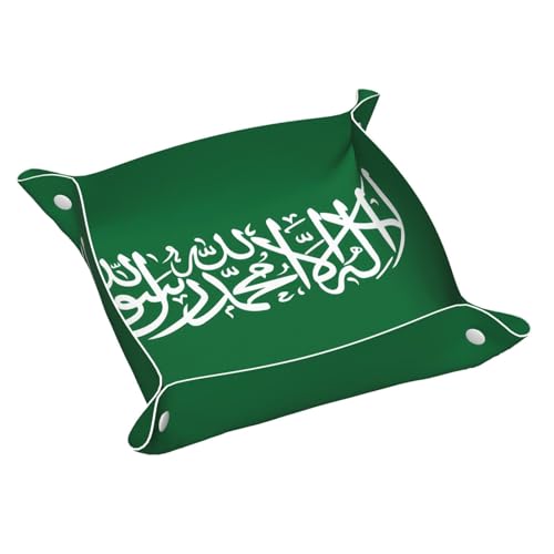 Plateau de chevet avec drapeau de l'Arabie Saoudite M pour clés et montre, pliable et imperméable, en similicuir pour la maison et le bureau