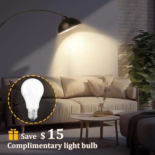 Lampadaire LED à intensité variable et télécommande en métal noir - 6