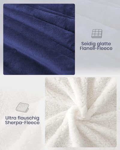 Good Nite Sherpa Kuscheldecke Flauschig 150x200cm Wolldecke Marine – Ansicht 4