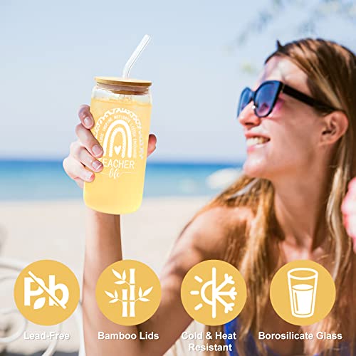 Frerdui 6 Pcs Teacher Appreciation Gifts, Thank You Gift Set, Back to School Gifts, Best Teacher Ever for Women, Christmas Gift for Teachers, 18 OZ Coffee Glass Candle Set for Teachers