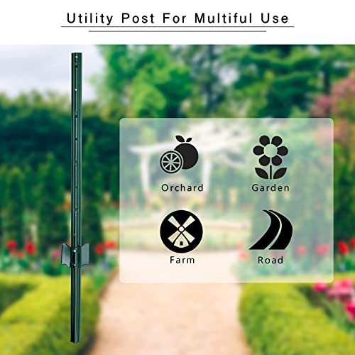 Gtongoko 3 Feet Sturdy Duty Metal Fence Post, Pack of 10, U Post for Fencing Green Fence Posts for Garden Yard and Outdoor Wire - Image 3