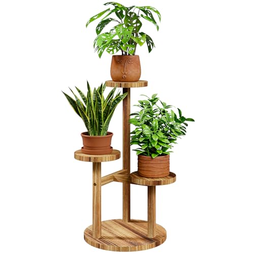 Bamworld Étagère Plante à 3 Niveaux, Porte Plante Intérieur Extérieur, Support Plante, Meuble Plante pour Fleurs, Terrasse, Jardin, Balcon, Salon.