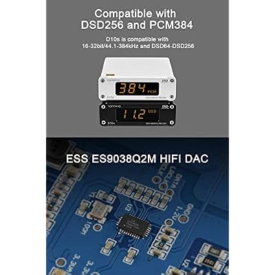 Topping D10s HiFi USB DAC - ES9038Q2M DAC XMOS XU208 PCM384kHz DSD256 Hi-Res Audio Desktop Decoder for PC Black