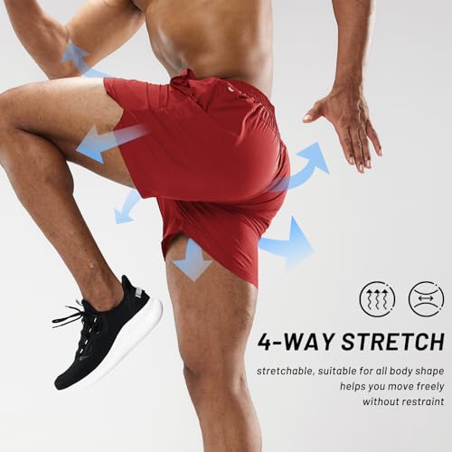 Image of MIER Men's Workout Running Shorts Lightweight Active 5 Inches Shorts with Pockets, Quick Dry, Breathable