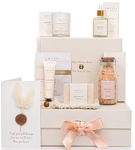 IMYSTI New Mum to Be Pamper Hamper - 10 Luxury Baby Shower Gifts for Mothers and Newborn Baby Gift - Pregnancy Self Care Kit Package with Home Spa Presents Pampering (Standard)