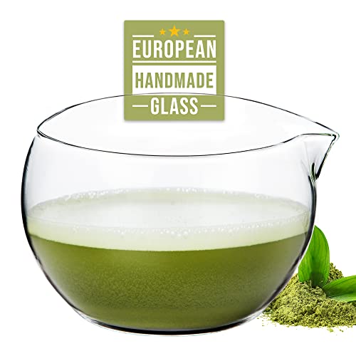 Crystalia Matcha Bowl With Pouring Spout, Handmade, Thick & Heat-Resistant Clear Matcha Glass, Japanese Style Mixing Bowl For Green Tea, Small Ceremonial Matcha Cup, Easy Whisking Design, 20 Ounce #TOP10