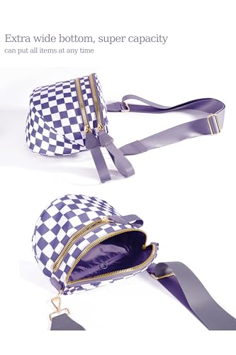 Image of FEIBOON Spacious Checkered Nylon Crossbody Bag Bum Bag Handbags Wallets for Women