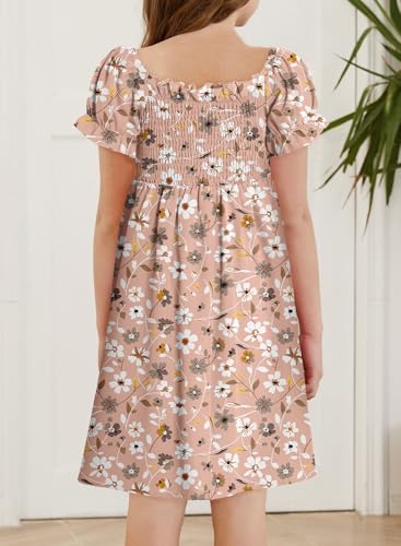blibean Girls Summer Dress Tween Floral Boho Dresses Size 4-13 Years2