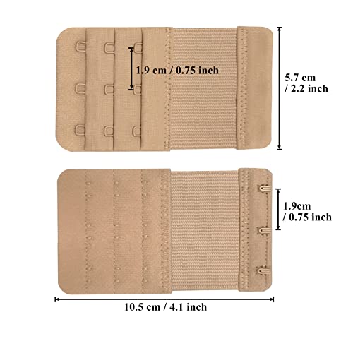 Women's Bra Extenders 3 Hook, 4 Pcs Soft And Comfortable Elastic Stretchy Bra Extension Strap, Skin Color #TOP4