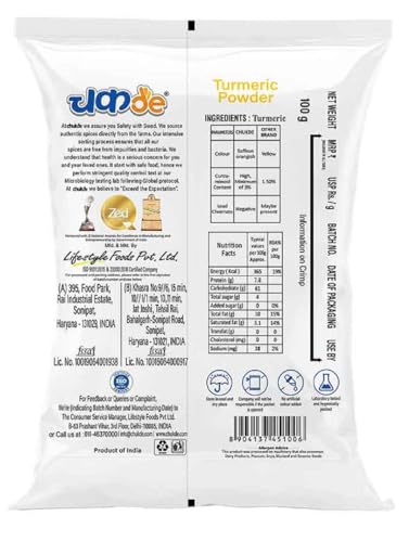 Image of Chukde - Haldi Powder - Turmeric Powder - Ground Spice for Authentic Flavor and Wellness - Ideal for Cooking, Herbal Teas, Health Benefits, and Skincare - 100 Gm - Pack Of 5