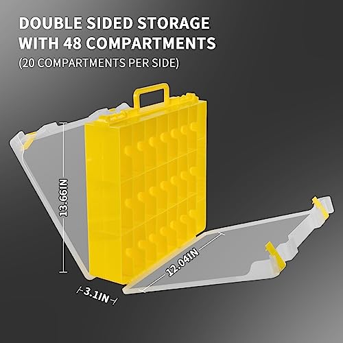 Toy Car Storage Organizer Case Compatible with Hot Wheels/for Matchbox Cars. Display Carrying Container Holder for LOL Surprise Dolls/for Shopkins with 48 Compartments Double Sided-Yellow (Box Only) - Thumbnail 3