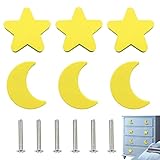 pomo estrella madera 【Producto y Tamaño】El paquete incluye 3 pomos de estrella y 3 pomos de luna, y también viene con 6 tornillos. Pomo de estrella 51mm*51mm /2*2pulgadas. pomo de luna 42mm*59mm /1,65*2,32pulgadas. los tornillos son 22mm/0,87pulgadas.