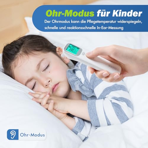 ELERA Fieberthermometer Ohr, Fieberthermometer Kontaktlos mit Vier Messmodi und Vierfarbiger...