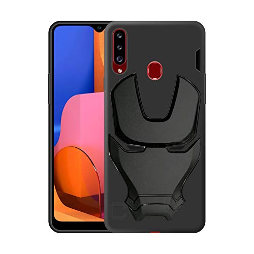 Image of COVERLY Official 3D Touch Feel Trending Avenger Logo Mask Soft Rugged Grip Iron Man Super Power Cartoon Movie Engraved Silicone Matte Back Cover for Samsung Galaxy A20s (2019) - HD Black Avenger