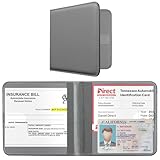 CoBak Car Registration and Insurance Holder - Men and Women Small Lightweight Vehicle Glove Box Car Organizer, Auto Truck Comparment Accessories Case for Essential Document, Driver License (Gray)