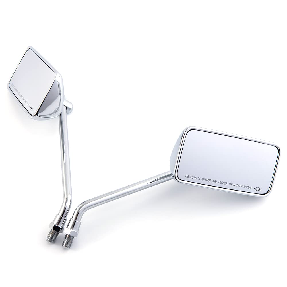 Rétroviseur de moto 8 mm 10 mm universel noir vintage en alliage d'aluminium rétroviseurs latéraux pour ATV Street Bike Cruiser Chopper Rectangle (Argent)