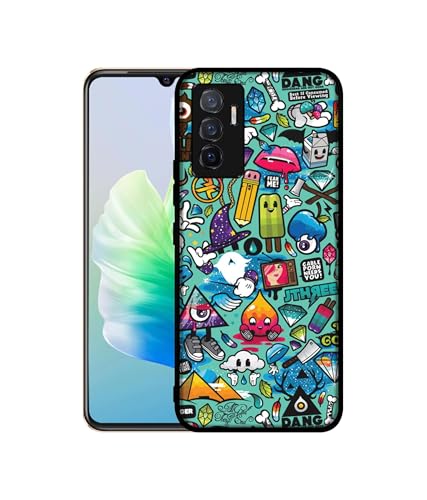Image of Crazy Design Premium 2D Printed Metal Back Case Cover for Vivo V23E 5G / Y75 4G, Multicolor
