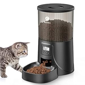 Automatic Cat Feeders, Timed Dog Feeder 4L Programmable Control 1-6 Meals Pet Dry Food Dispenser with Desiccant Bag for Cats and Small Medium Dogs, Dual Power Supply, 10s Voice Recorder