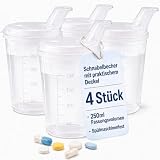 buxmed Schnabeltasse Senioren | Schnabelbecher I Auslaufsicher Trinkbecher (transparent, 4 Stück)