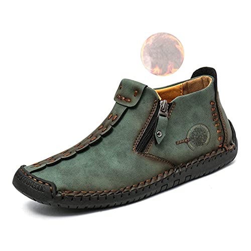 Mens Winter Snow Boots Winter Snow Shoes Hiking Boots Waterproof Ankle Boots Thick Warm Leather Loafers Shoes Slip on Casual Oxford Shoes Chukka Boot for Men