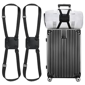 Chelmon 2 Pack Luggage Straps, Ajustable Elastic Bungee Belt for Suitcases, Add Extra Bag Easy and Securely for Travel