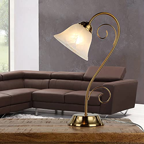 Lampe de table en verre métal laiton salon bureau H:43 cm E14 rus...