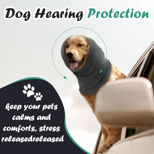 UILYNIU 2 Stücke Hund Snood - Ohrenschützer und Halsband, Gehörschutz, Haustier Ohrenklappe Kopfwickel (Grau)
