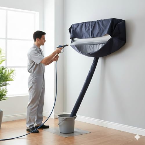 Image of Polyester Waterproof Split AC Indoor Unit Wash Cleaning Bag Cover | Reusable AC Service Cover for Coil Cleaning, Dust & Splash Protection (Parachute Fabric, 52)