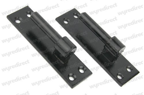 Wyre Direct 2pcs Heavy Duty Gate Hinge Brackets - Wrought Iron Gate Hinges with 12mm Pin Black - Heavy Duty Gate Hinges, Heavy Duty Hinges for Outdoor Gates, Black Gate Hinges, Garage Door Hinges