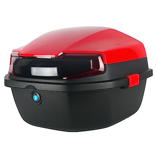 JUNNIU baúl de la Caja Superior de la Motocicleta 41L Almacenamiento de Equipaje de la Caja Trasera de Gran Capacidad, baúl de Scooter de ciclomotor Impermeable portátil, 43X41X30 cm/Rojo Decoration