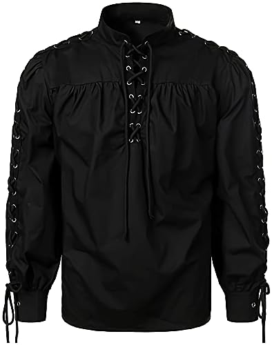 Chemise médiévale homme col droit style gothique pour sublimer votre tenue