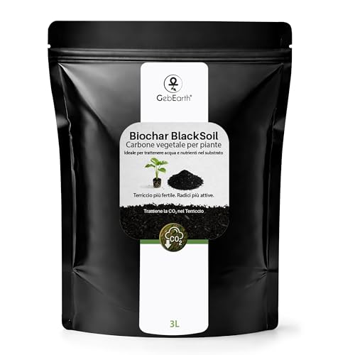 GebEarth® | Biochar Carbone Vegetale per Piante Premium【3L】| Ammendante Naturale da Biomassa Legnosa | Migliora Fertilità, Drenaggio e Ritenzione Idrica del Substrato.