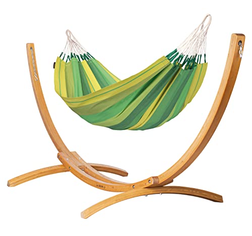 LA SIESTA Orquidea Jungle - Klassische Einzel-Hängematte aus Baumwolle mit FSC zertifiziertem Holzgestell