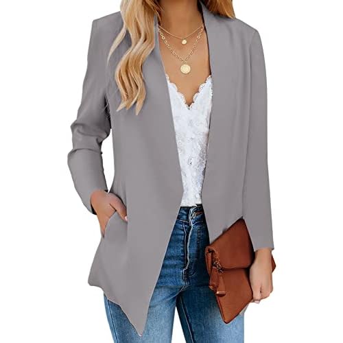 luvamia Women's Casual Long Sleeve Lapel Button Slim Work Office Blazer Jacket Medium C Titanium