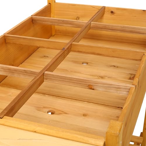 Jardinière surélevée à 8 compartiments marron avec table et étagère