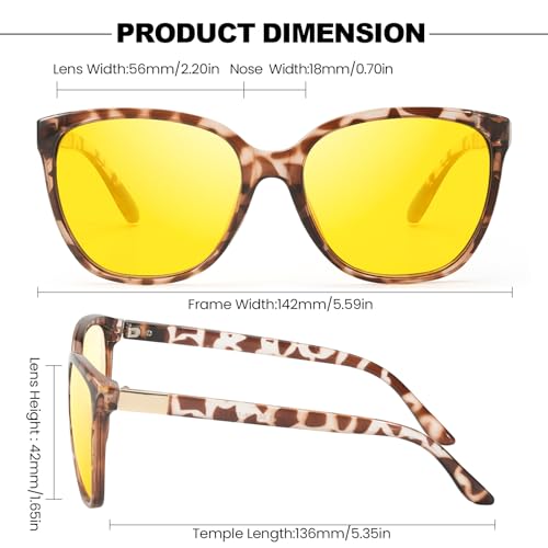 IGnaef® Women Night Vision Pro Glasses for Driving Anti Glare Polarized Yellow Nighttime Glasses IF80932