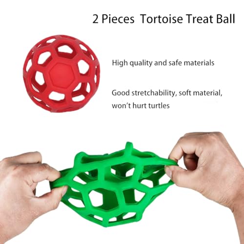 2 Stück Schildkröte Leckerli-Ball Spielzeug - Hängende Kleine Tiere Gemüse Gras Obst Fütterung und Spiel Heu Feeder Ball für Kleintiere Haustier (Grün und Rot)