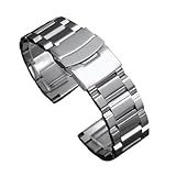 LADFRTYU Correa De Reloj De Metal Correa de reloj acero inoxidable macizo for pulsera metal negro 18 mm, 20, 22 y 24(Silver,22mm)