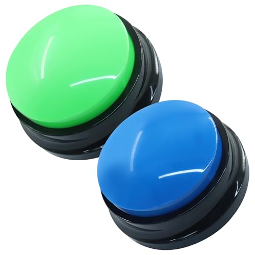 OSVJE Voice Recording Button, Buttons for Communication Pet Training Buzzer, Fun Interactive Toy for Dogs, Cats, and Kids, Perfect for Home, Office, or Outdoor Use (2 Packs, Blue and Green)