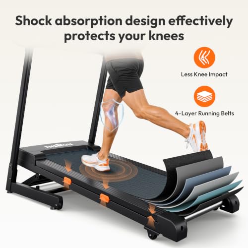 Image of THERUN Incline Treadmill, 0-12% Auto Incline Treadmill for Running and Walking, 400 lbs Weight Capacity, Wide Belt,3.0HP,18 inch LED Screen, 2 Layers Shock-Absorbing