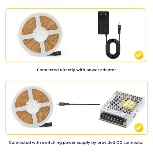 ACELUMO COB LED Streifen Warmweiss 5m, 24V, 8mm Breit, CRI 92, 9w/m, 90 lm/w, 320 LEDs/m, Kürzbar, Flexibel LED Strip für Unterbaubeleuchtung, Hintergrundbeleuchtung (ohne Netzteil), 3000K