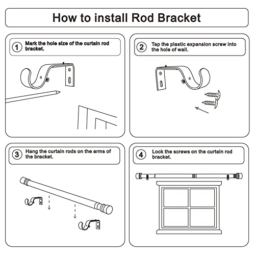 Image of Byondeth Curtain Rods for Windows 16 to 240 Inches Adjustable Length 1 Inch Diameter Window Curtain Rod with Aluminium End Cap, Silver Gray